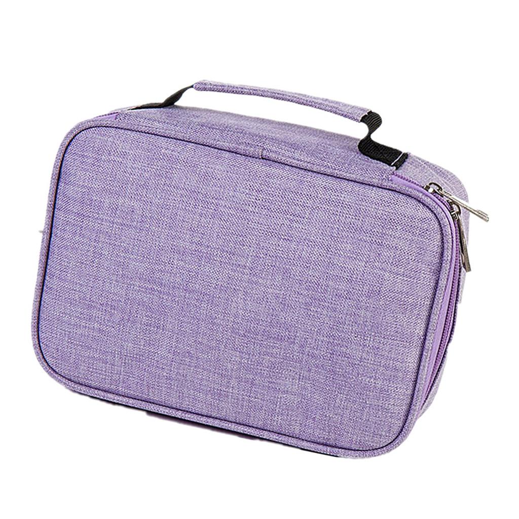 72 Slots Colored Pencil Case High Capacity Zipper Pens Pencil Case Purple