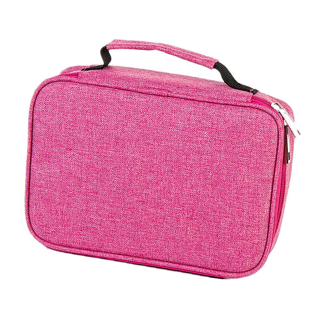 72 Slots Colored Pencil Case High Capacity Zipper Pens Pencil Case Rose Red