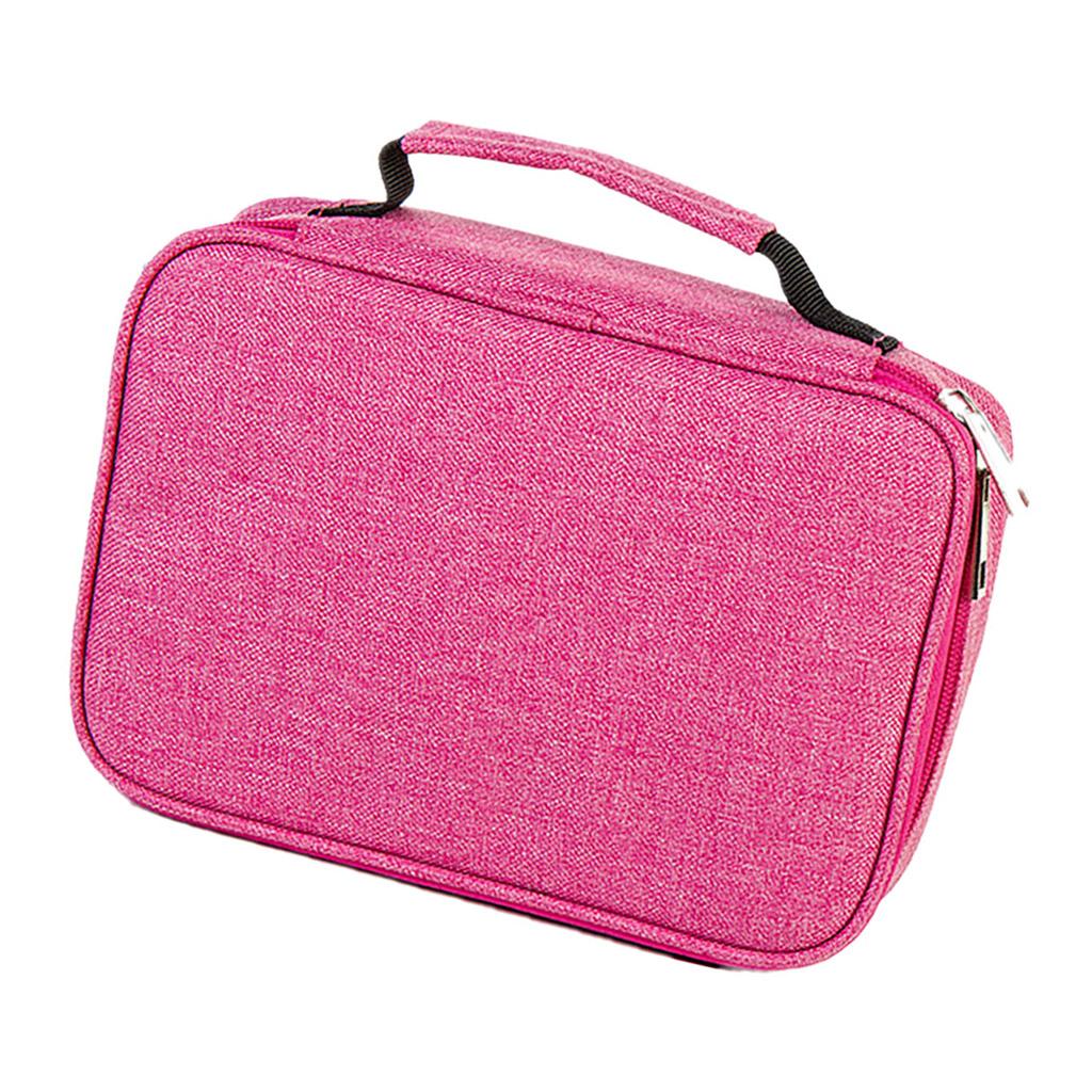 72 Slots Colored Pencil Case High Capacity Zipper Pens Pencil Case Rose Red