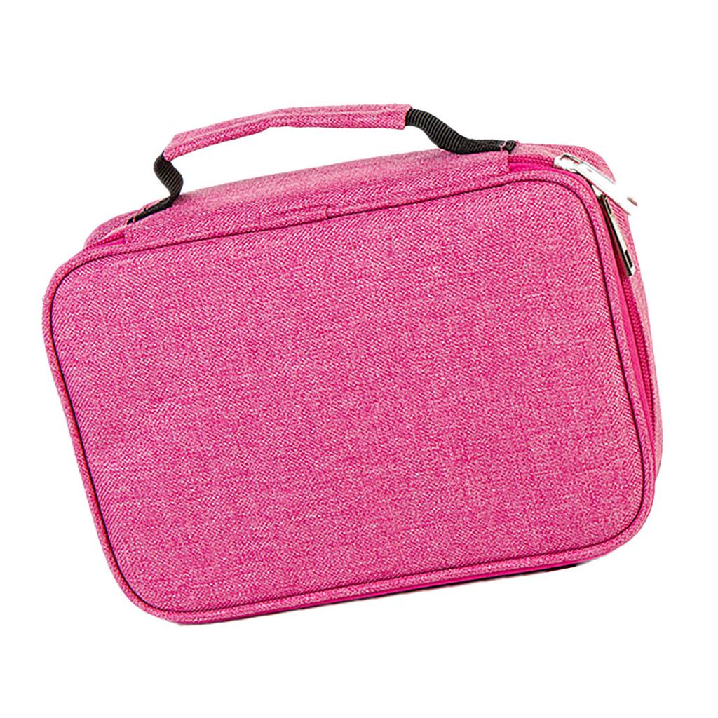 72 Slots Colored Pencil Case High Capacity Zipper Pens Pencil Case Rose Red