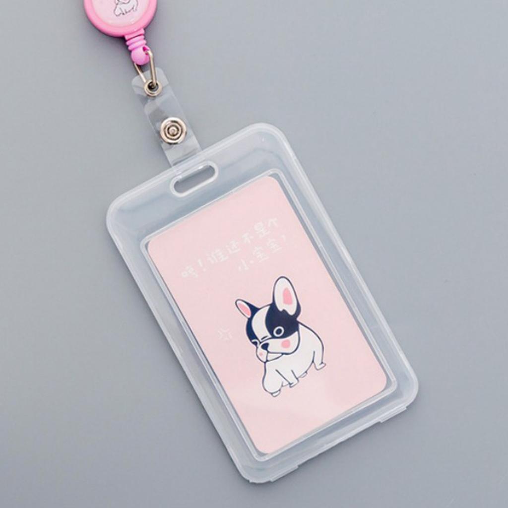 Credit Card Bus Pass ID Badge Holder Pink Dog