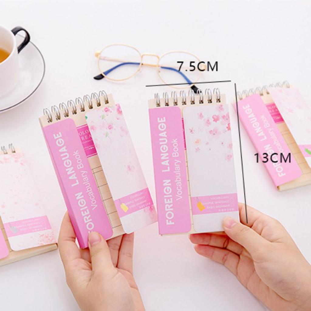 Cherry Blossom English Word Notebook Notepad Handy Notebook Silver