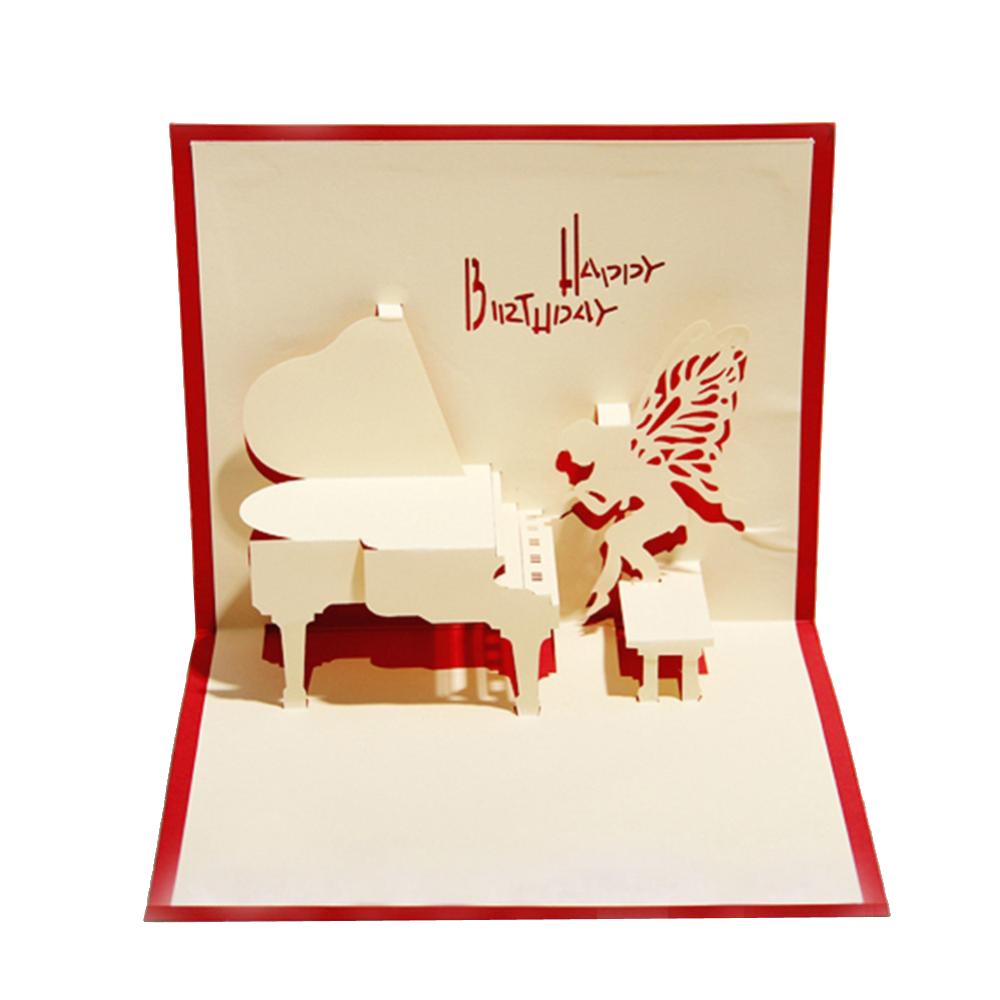 3D Greeting Cards Wedding Birthday Xmas Invitations Postcard - Music/Piano
