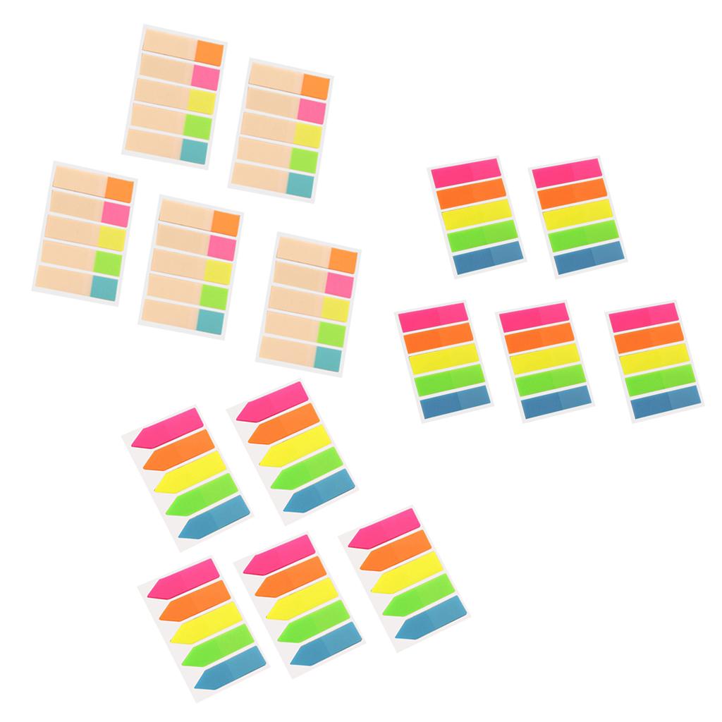 Fluorescent Index Tabs Colorful Adhesive Memo Sticky Note Label Full Color