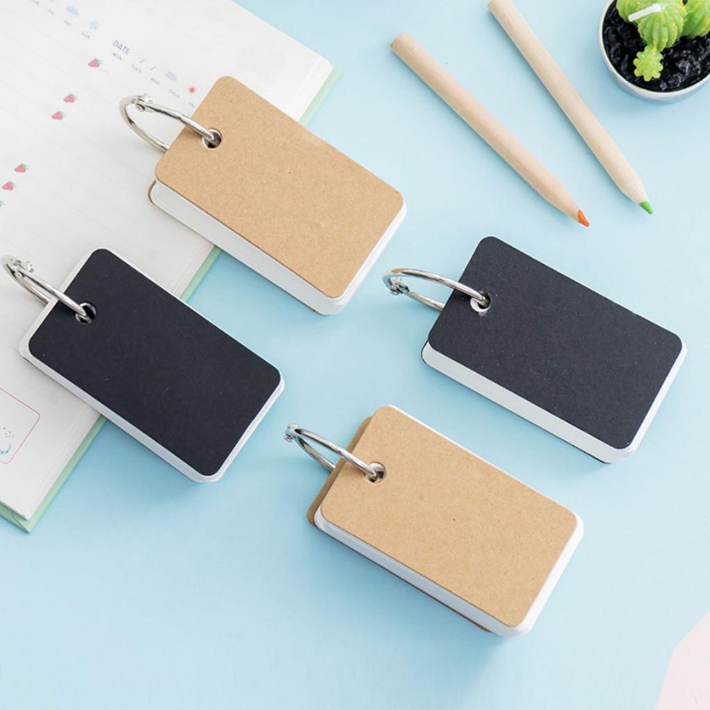 Note Card with Binder Ring Memo Pad DIY flash cards Black
