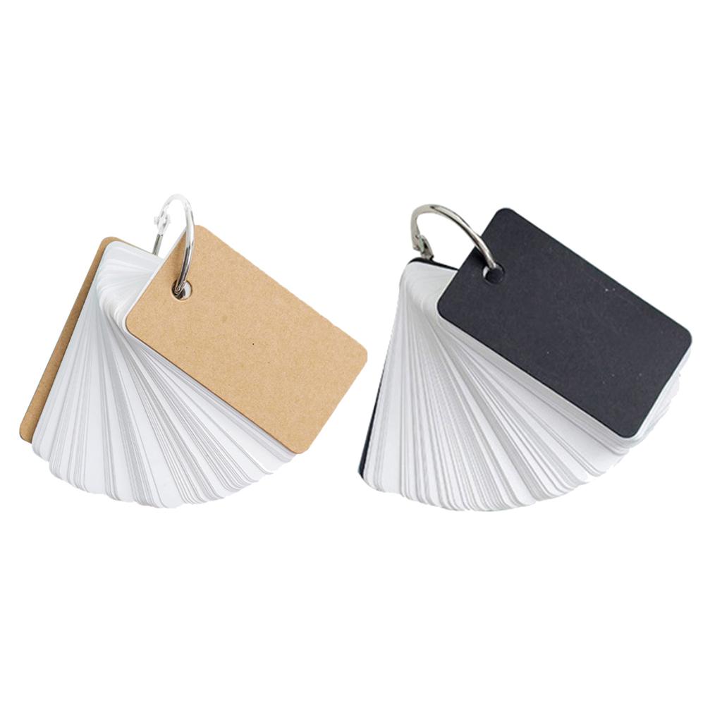 Note Card with Binder Ring Memo Pad DIY flash cards Black
