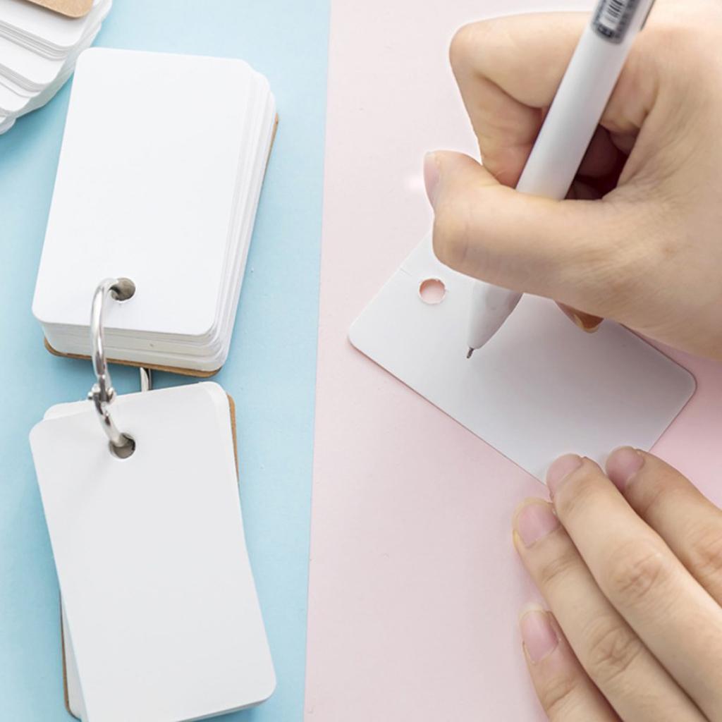 Note Card with Binder Ring Memo Pad DIY flash cards khaki