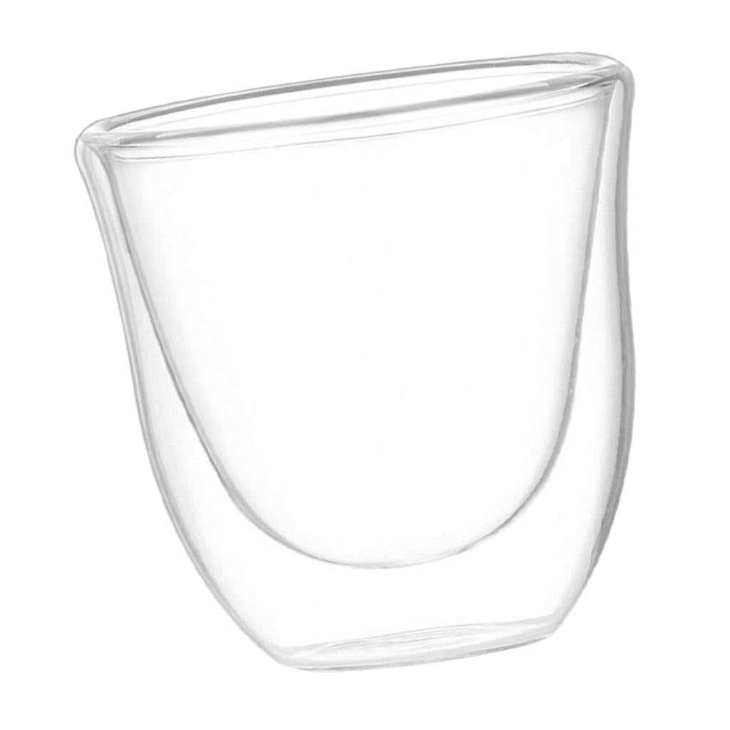 Modern Double Wall Clear Glass Mug - Perfect Clear Cup - Tea - Coffee - Cappuccino - Heatproof Insulating - Keeps Beverages Hot - Gift - 70ml