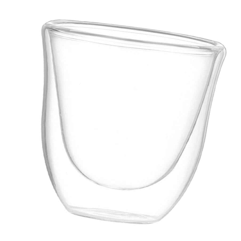 Modern Double Wall Clear Glass Mug - Perfect Clear Cup - Tea - Coffee - Cappuccino - Heatproof Insulating - Keeps Beverages Hot - Gift - 70ml