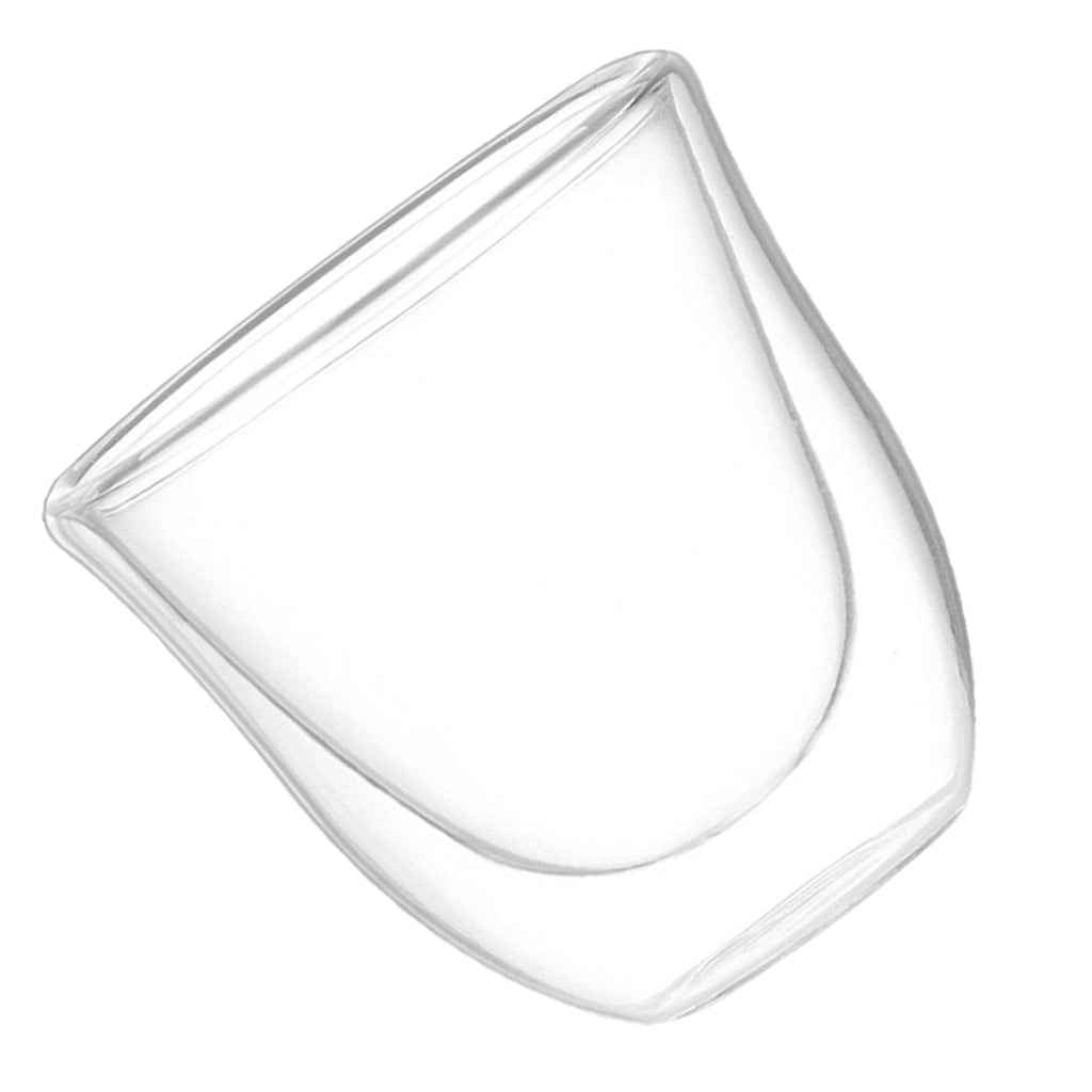 Modern Double Wall Clear Glass Mug - Perfect Clear Cup - Tea - Coffee - Cappuccino - Heatproof Insulating - Keeps Beverages Hot - Gift - 70ml