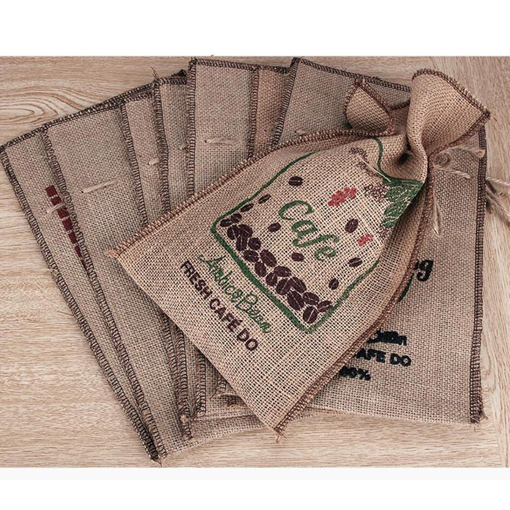 Burlap Coffee Bean Sacks Gunny Bag Reusable Bags With Drawstring 1