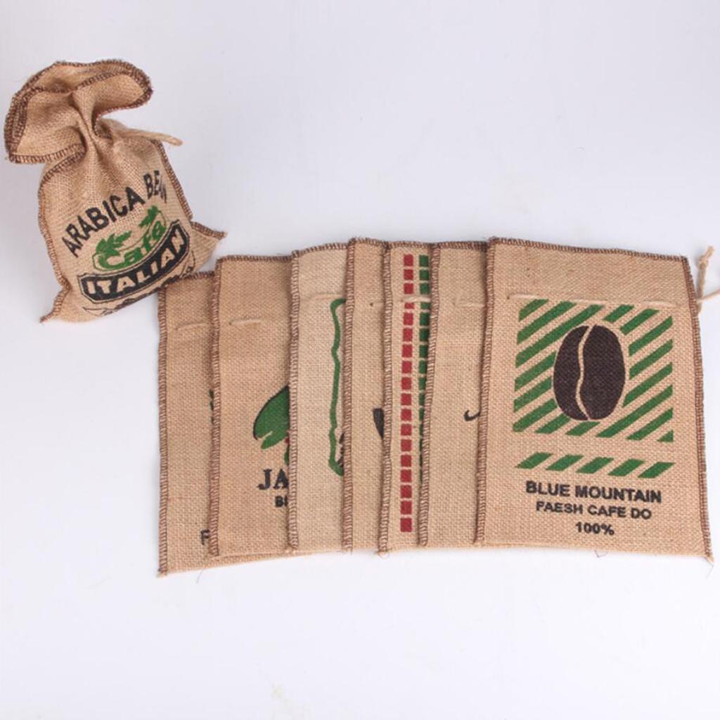 Burlap Coffee Bean Sacks Gunny Bag Reusable Bags With Drawstring 1