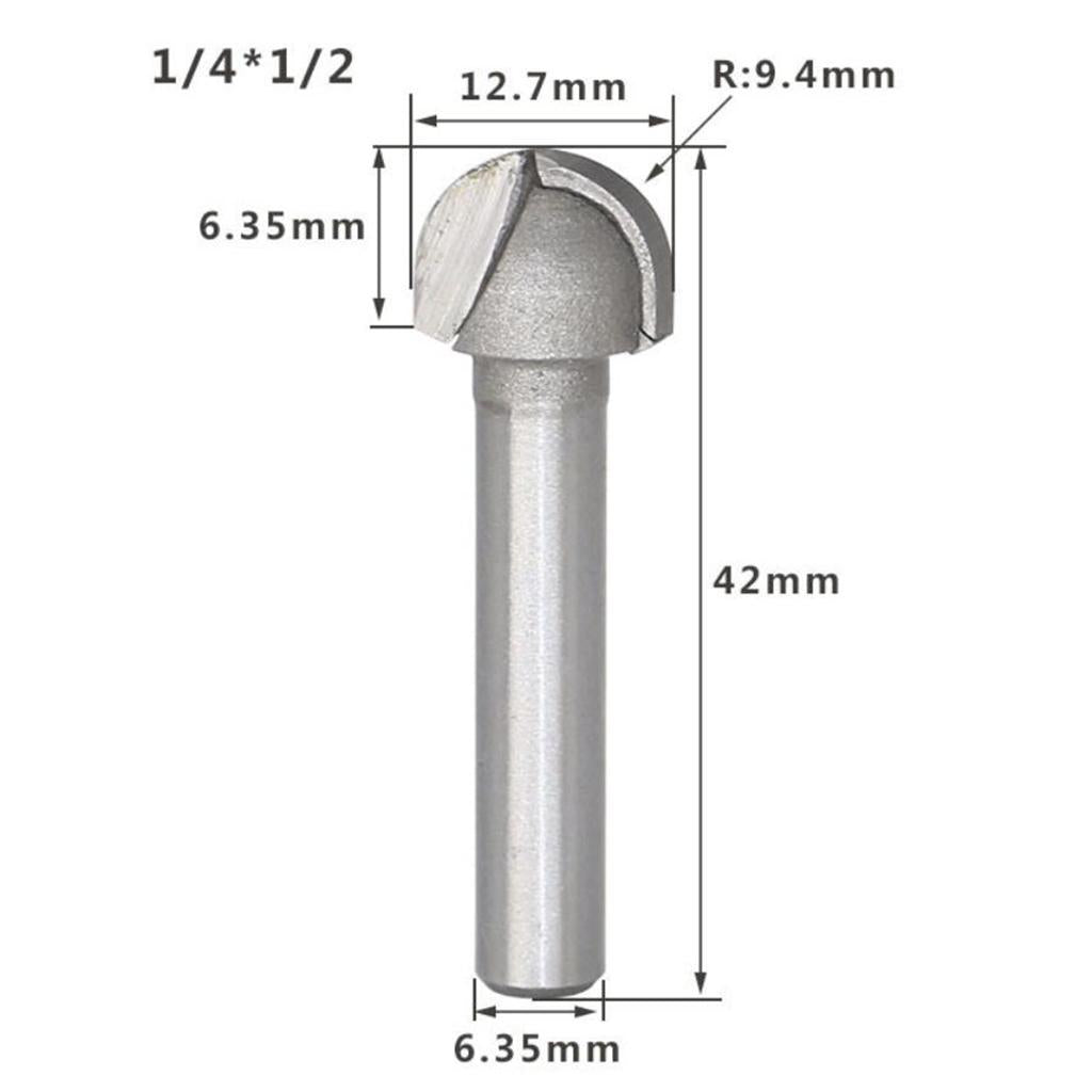Woodworking Alloy Milling Cutter with Deep Round Bottom Cutter 6.35x12.7mm