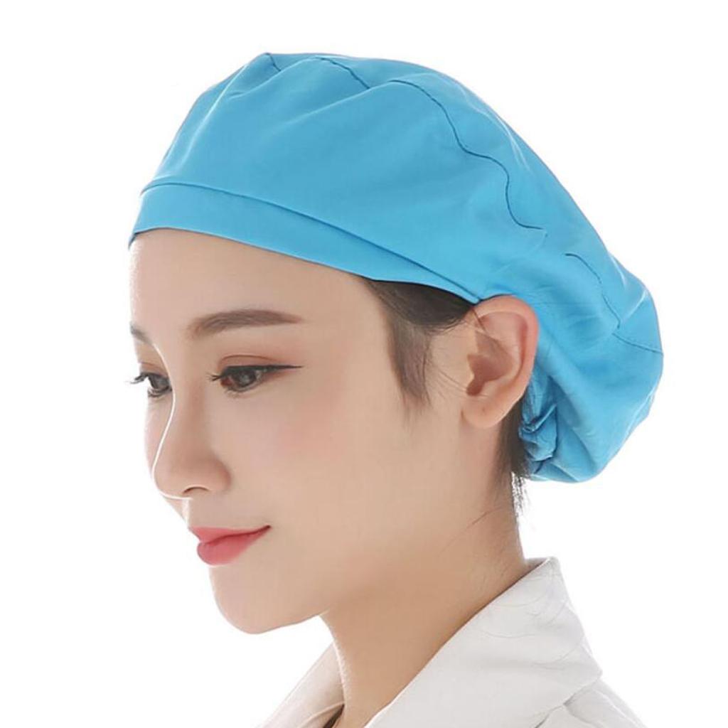 Cook Adjustable Men Women Kitchen Baker Chef Elastic Cap Hat Blue