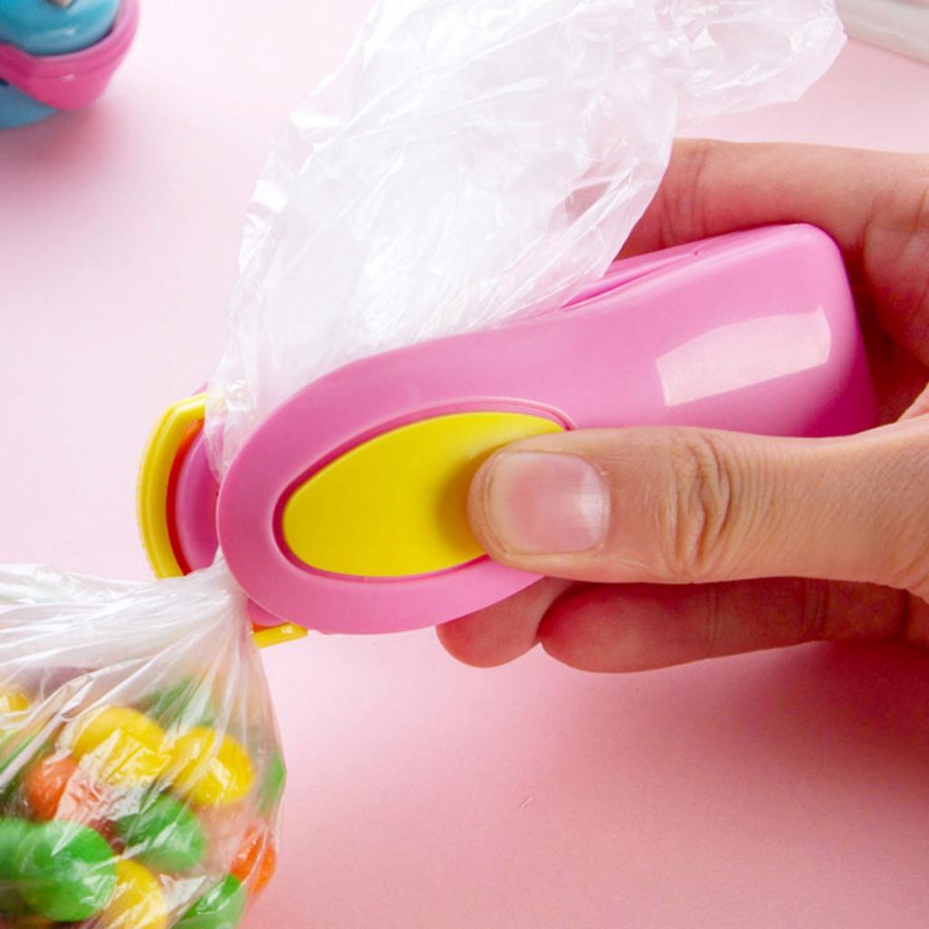 Bags Hand Actuated Mini Snack Sealer Home Hand Press Hot Sealer Pink