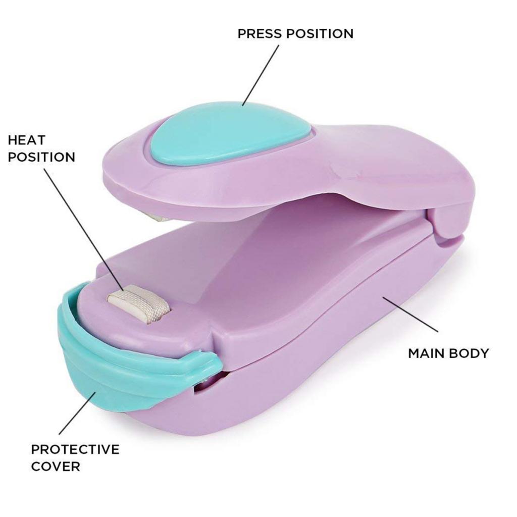 Bags Hand Actuated Mini Snack Sealer Home Hand Press Hot Sealer Purple