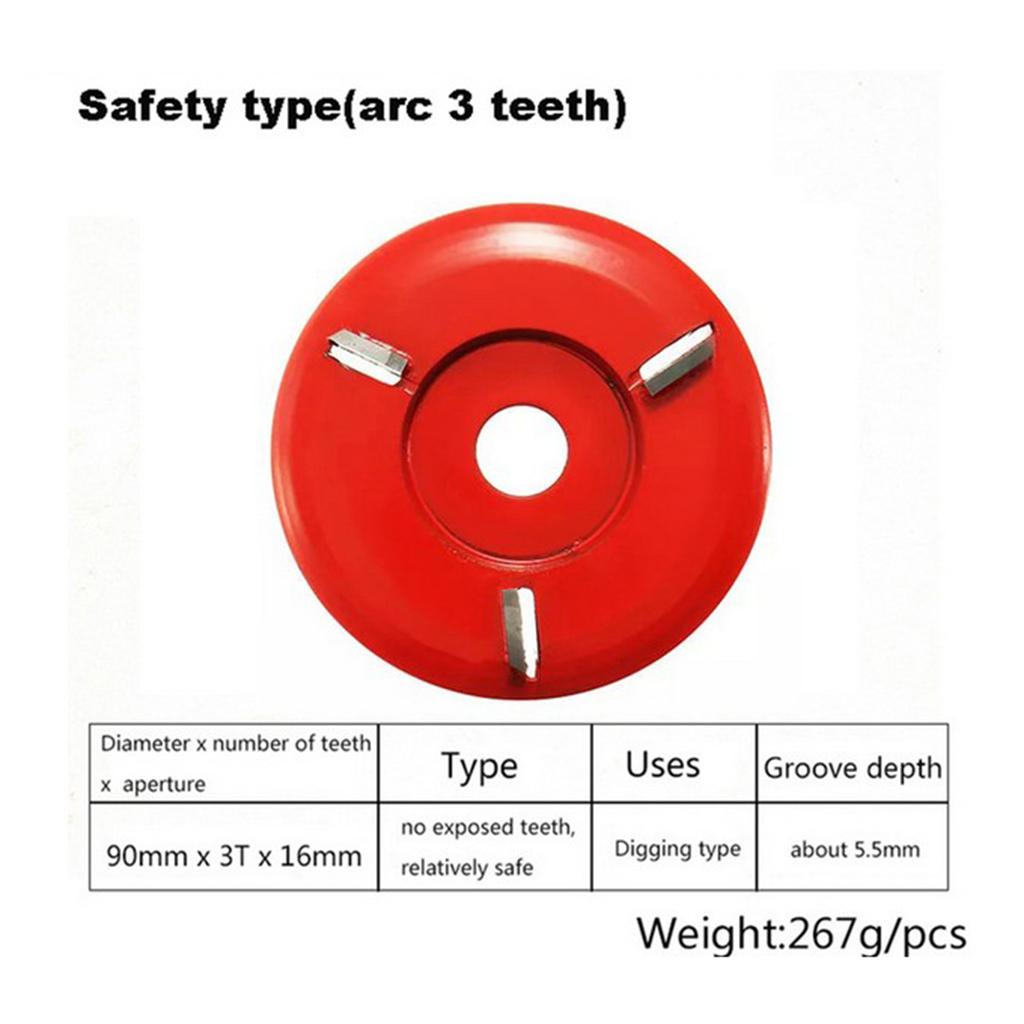Wood Carving Cutter Disc Milling Tools for Angle Grinder Arc 3 Tooth Red