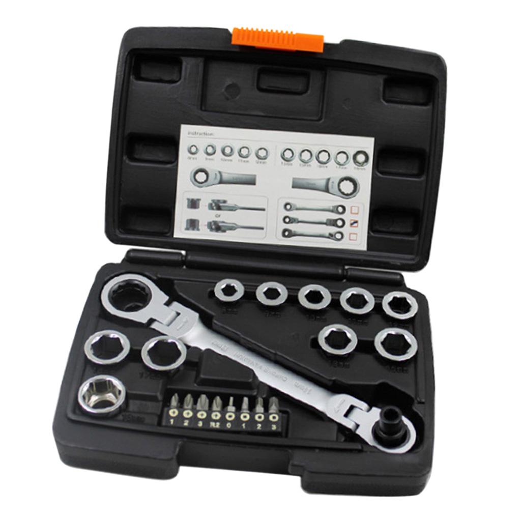 8-18mm Metric Ratcheting Wrench Set 72 Gears Multi-function Spanner Tool Set