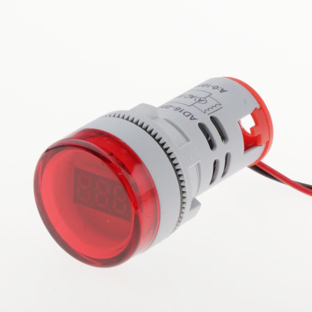 22mm AC 0-100A Ammeter Current Meter LED Digital Display Cylindrical Red