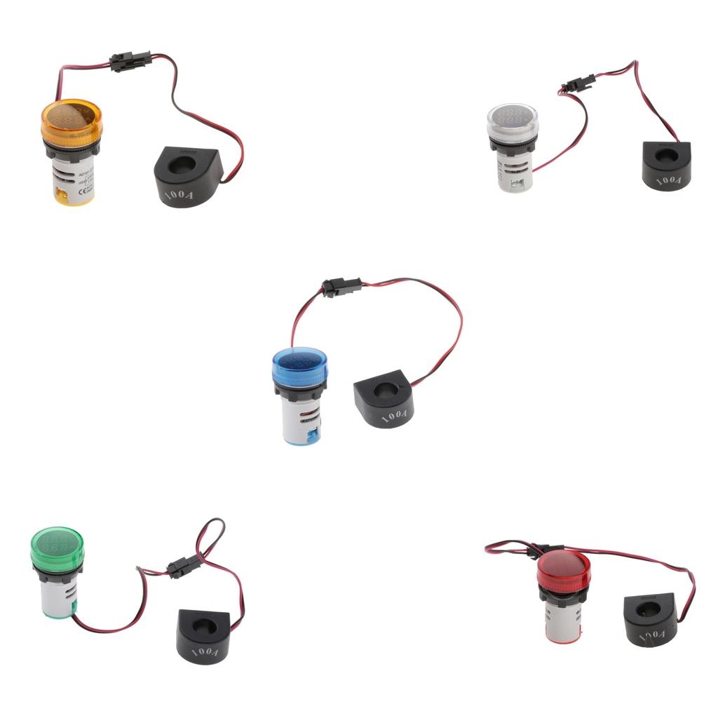 1pc Round LED Digital Ampermeter Signal Current Indicator Voltage Amp AC Red