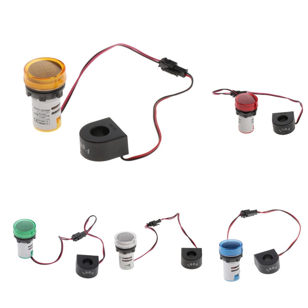 1pc Round LED Digital Ampermeter Signal Current Indicator Voltage Amp AC Red