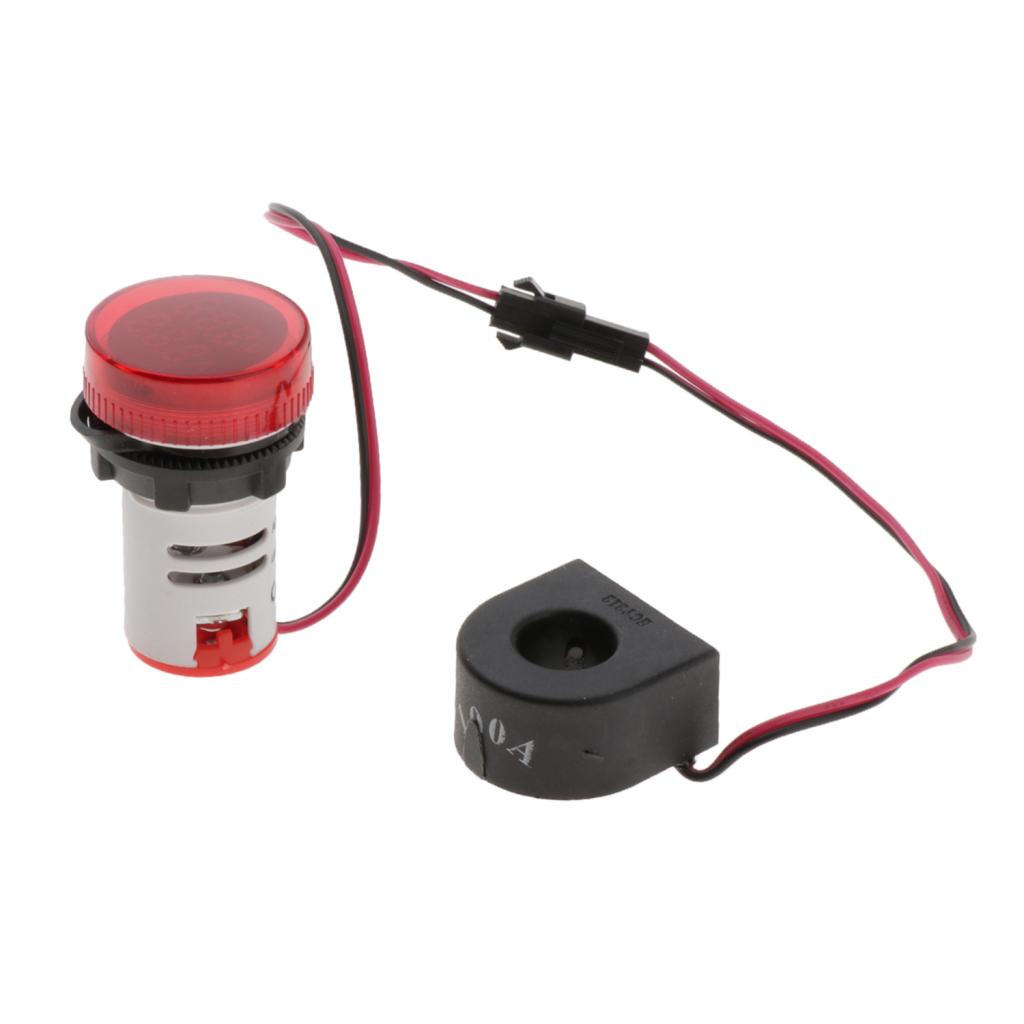 1pc Round LED Digital Ampermeter Signal Current Indicator Voltage Amp AC Red