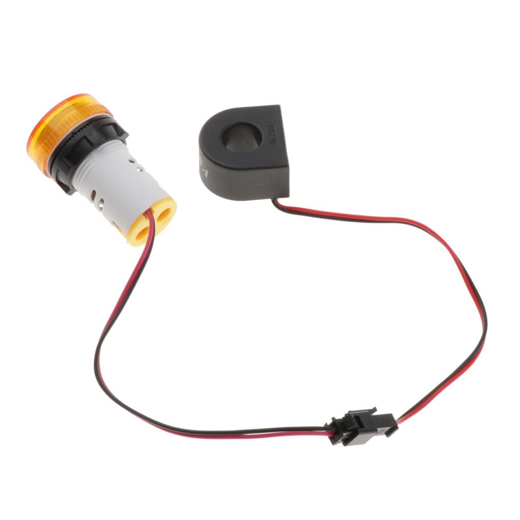 1pc Round LED Digital Ampermeter Signal Current Indicator Voltage Amp AC Yellow