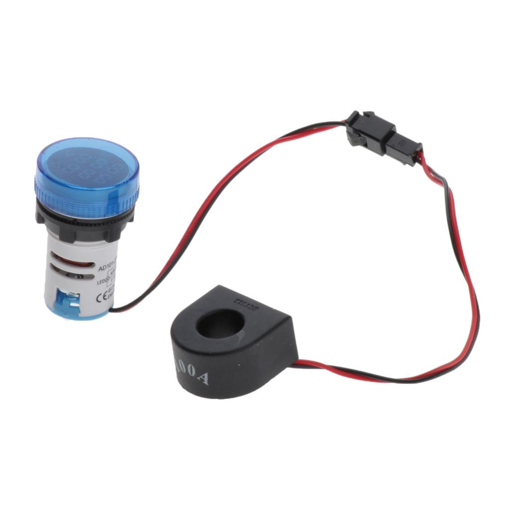 1pc Round LED Digital Ampermeter Signal Current Indicator Voltage Amp AC Blue