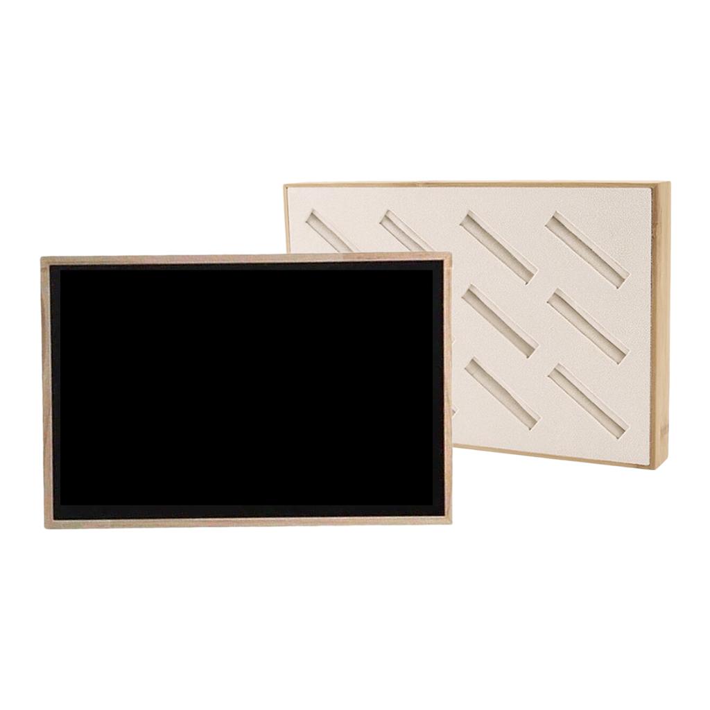 Bamboo Wood Jewelry Display Stand Slots for Bracelet Ring Organizer Beige