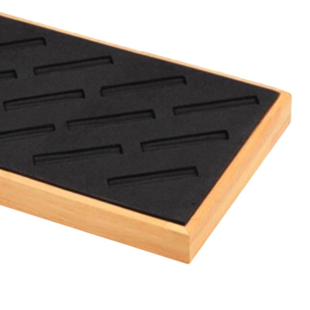Bamboo Wood Jewelry Display Stand Slots for Bracelet Ring Organizer Black