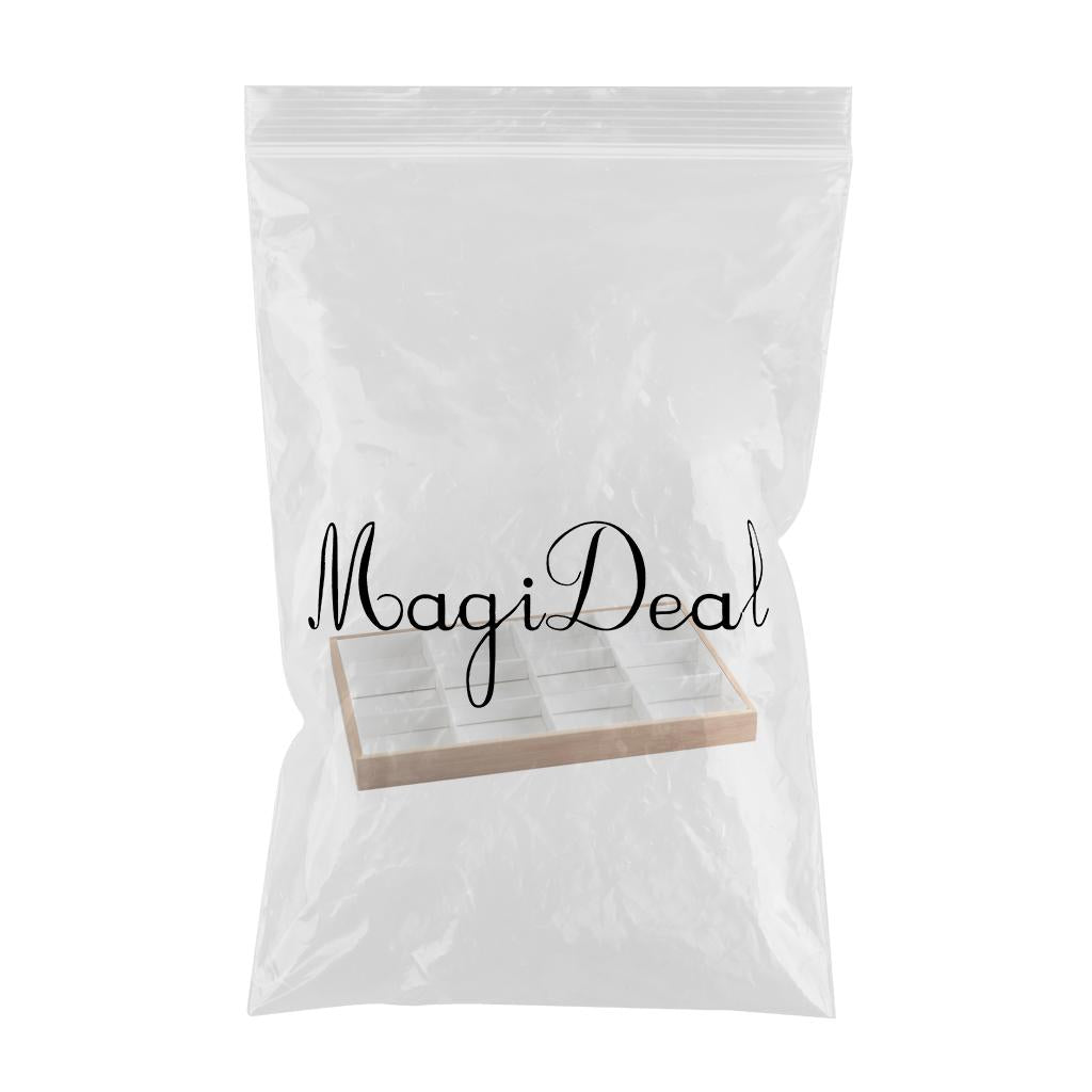 Bamboo Wood Jewelry Display Stand for Pendant Necklace White 12 Grids