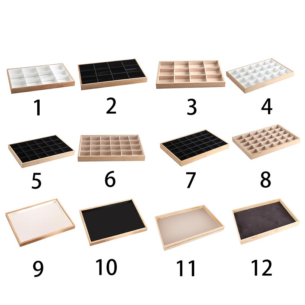 Bamboo Wood Jewelry Display Stand for Pendant Necklace White 12 Grids