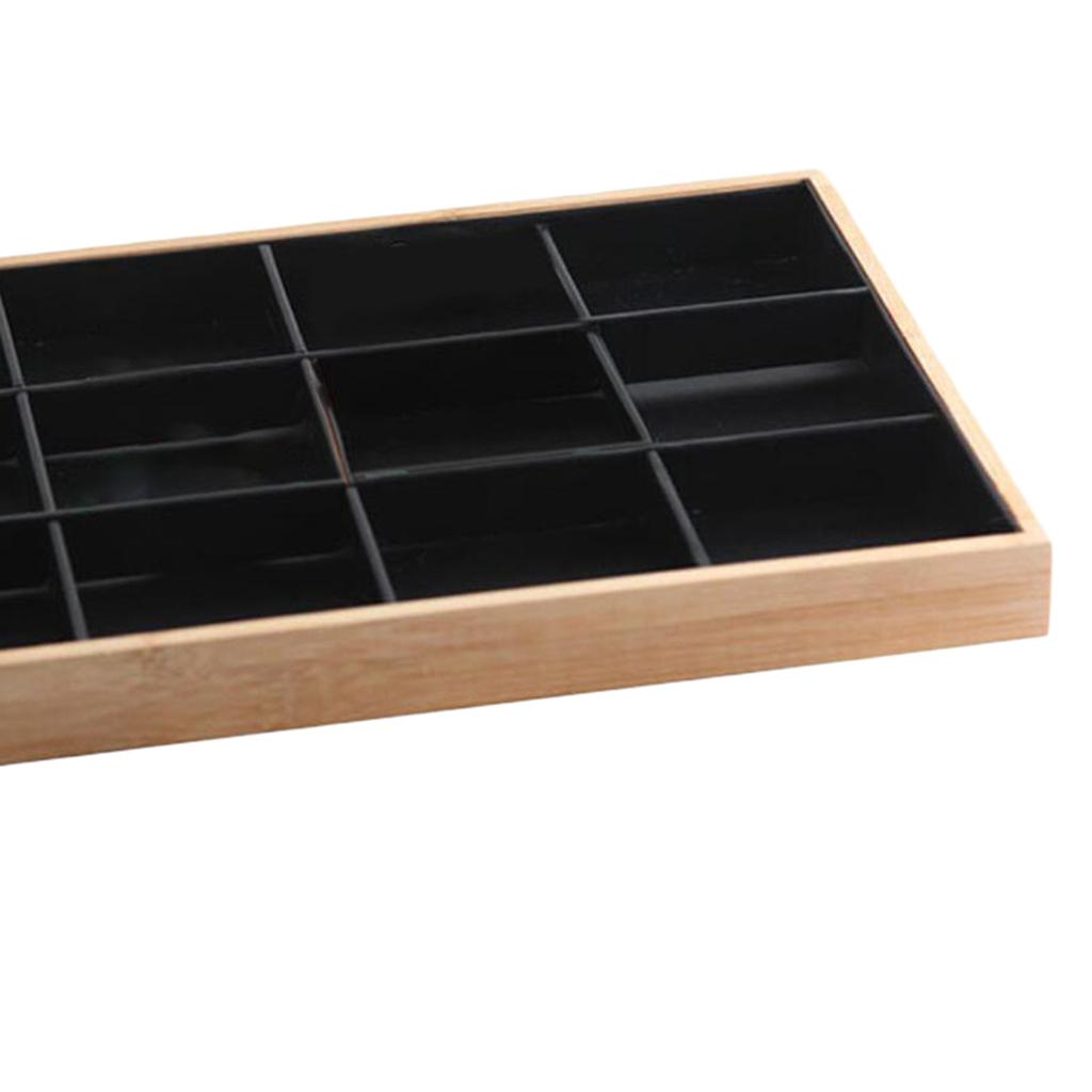 Bamboo Wood Jewelry Display Stand for Pendant Necklace Black 12 Grids