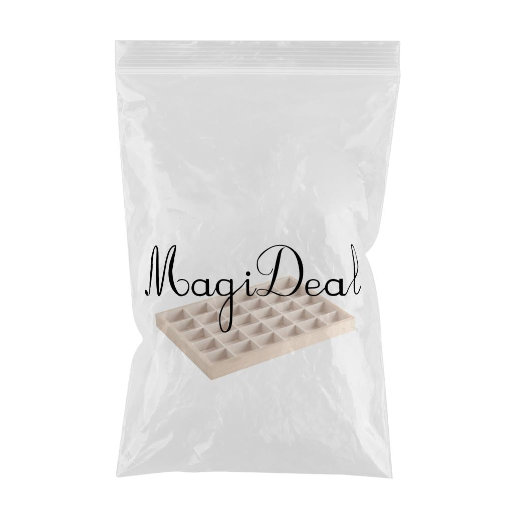 Bamboo Wood Jewelry Display Stand for Pendant Necklace Beige 30 Grids