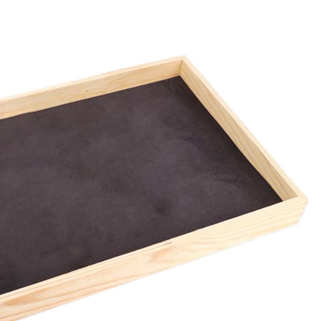 Bamboo Wood Jewelry Display Stand for Pendant Necklace Bracelet Black velvet