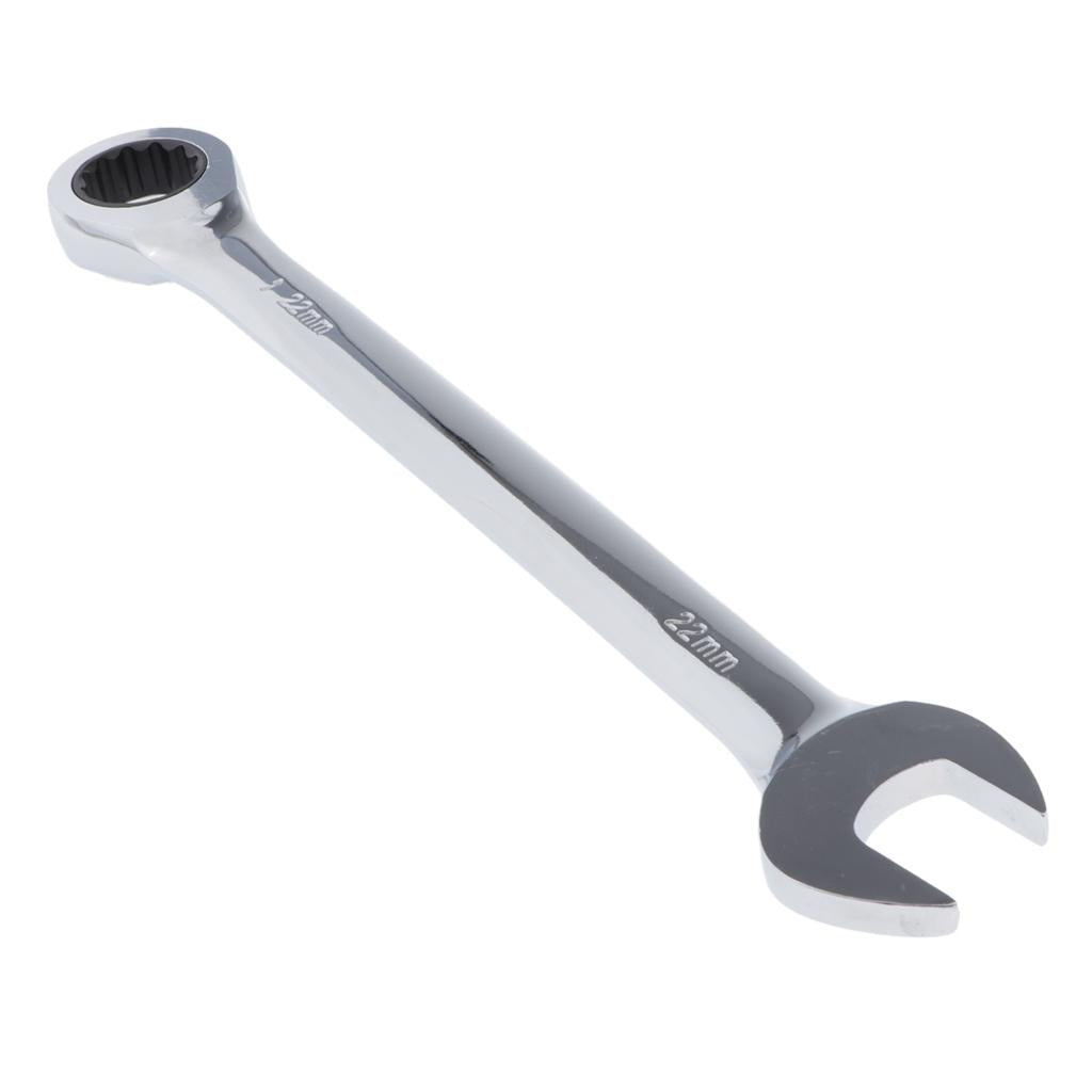 6mm-32mm Steel Metric Fixed Head Ratchet Spanner Wrench Hand Nut Tools 22mm
