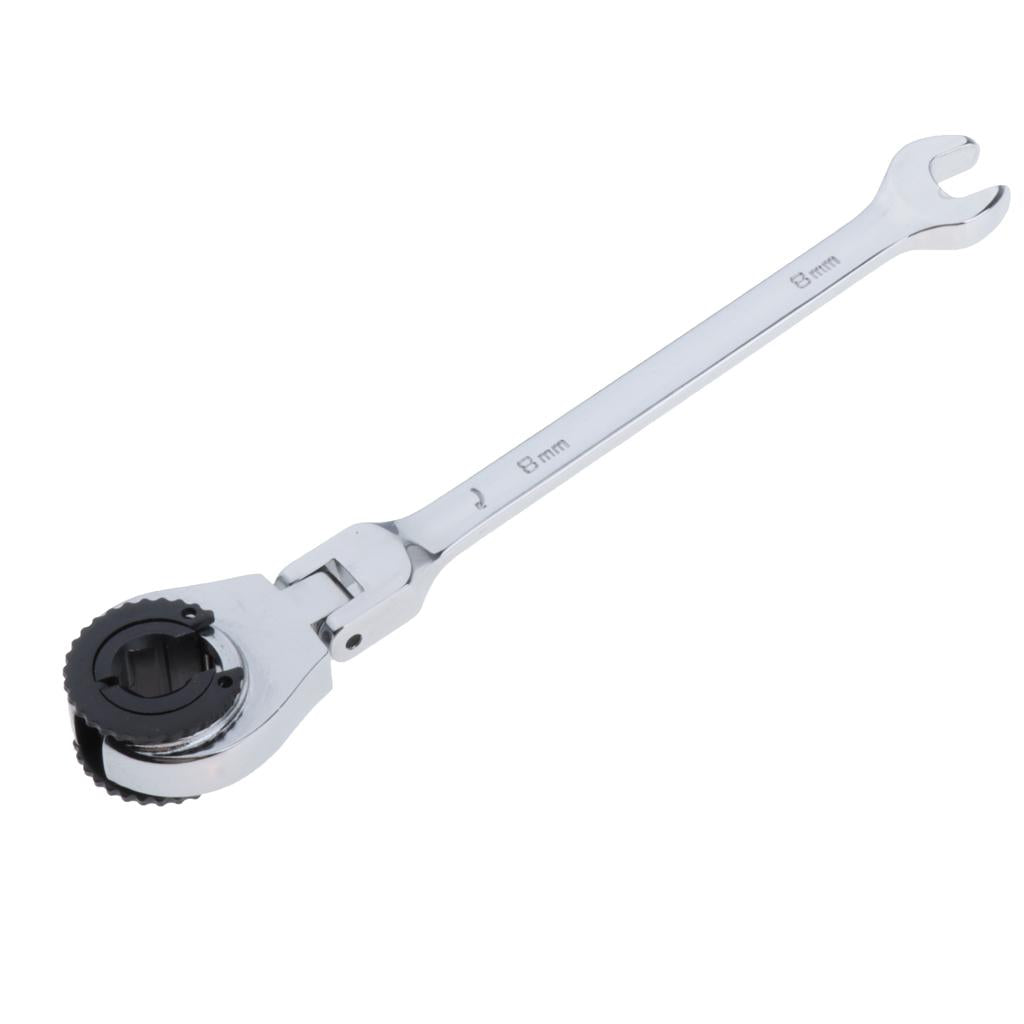 Tubing Ratchet Wrench Horn Flexible Head 72 Tooth Alloy Steel Repair Tool 8mm