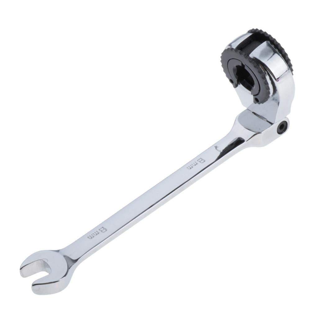 Tubing Ratchet Wrench Horn Flexible Head 72 Tooth Alloy Steel Repair Tool 8mm
