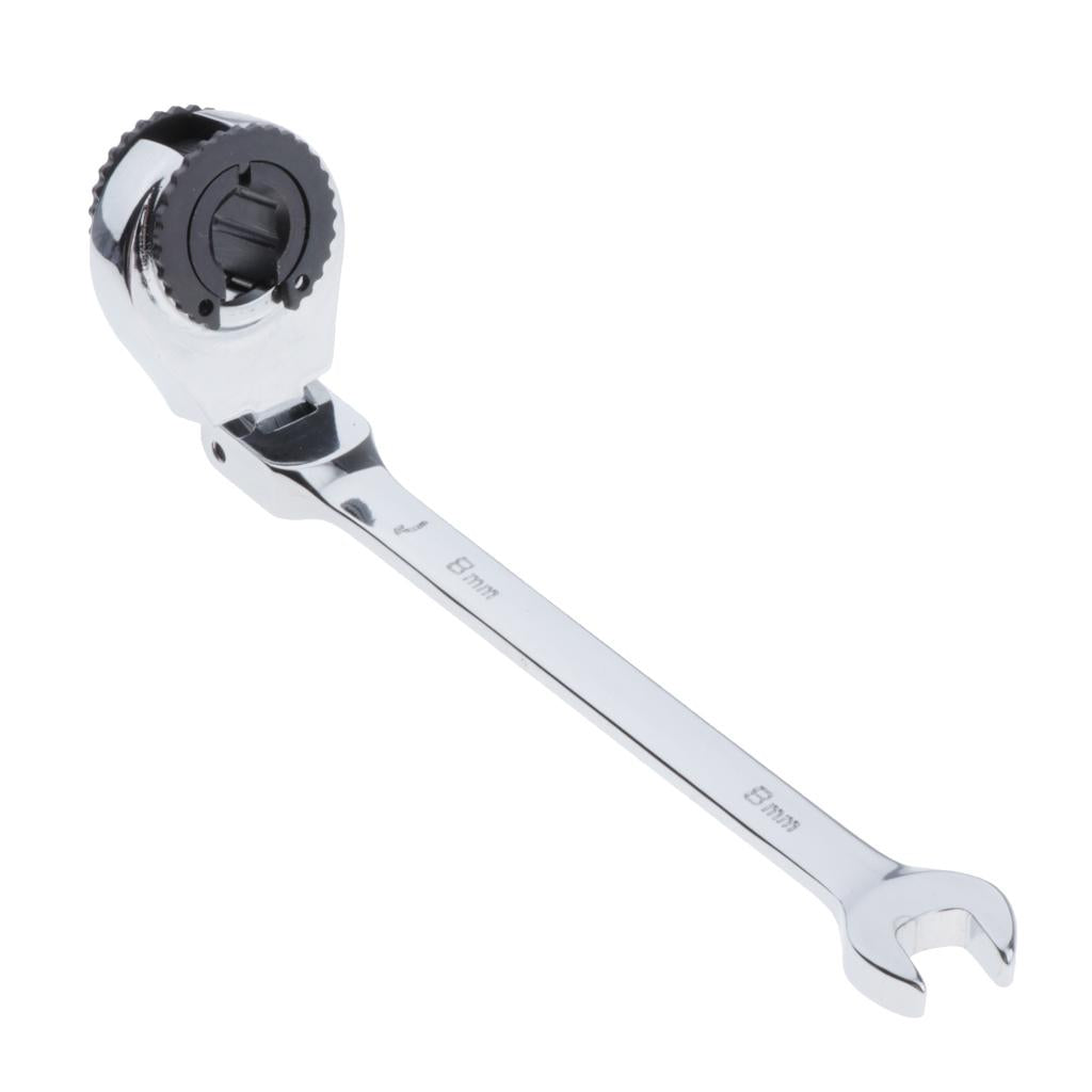 Tubing Ratchet Wrench Horn Flexible Head 72 Tooth Alloy Steel Repair Tool 8mm