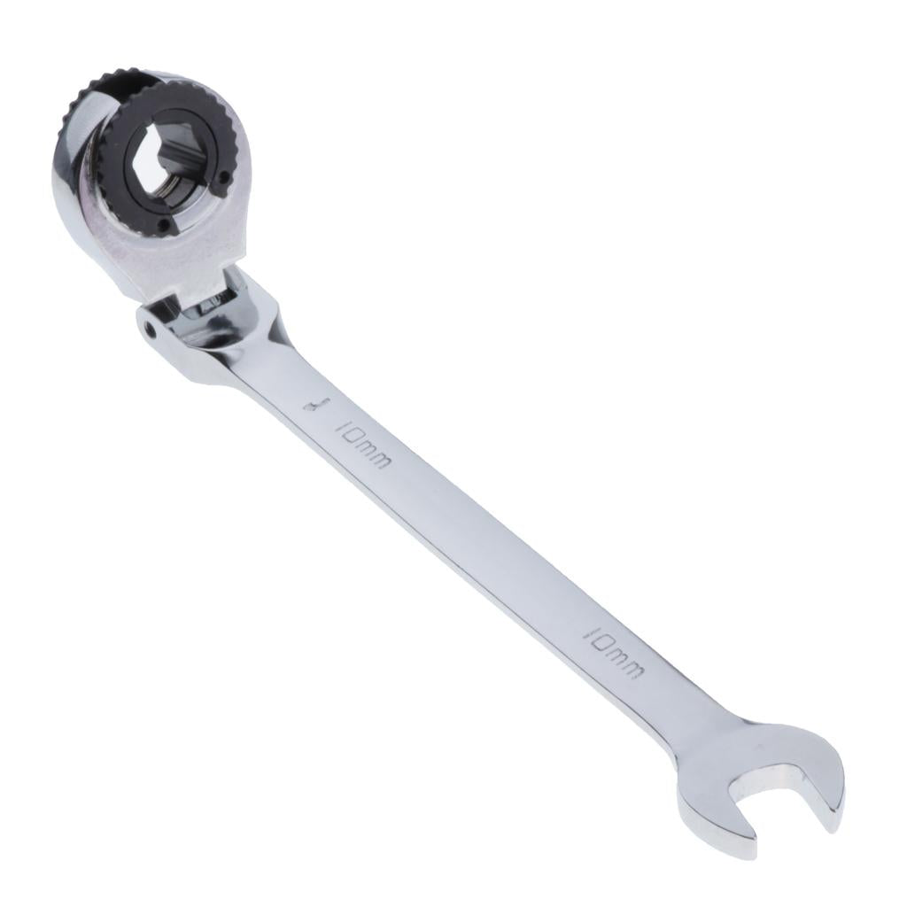 Tubing Ratchet Wrench Horn Flexible Head 72 Tooth Alloy Steel Repair Tool 10mm