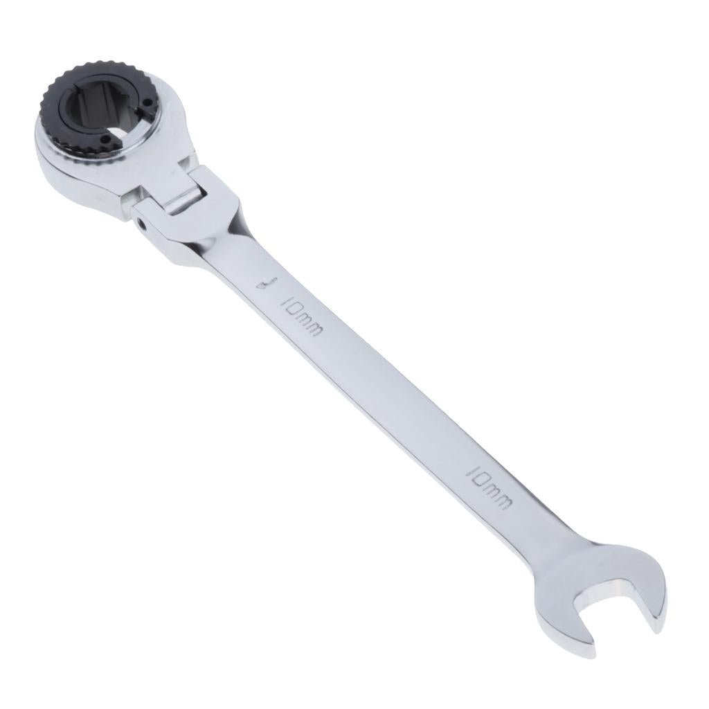 Tubing Ratchet Wrench Horn Flexible Head 72 Tooth Alloy Steel Repair Tool 10mm