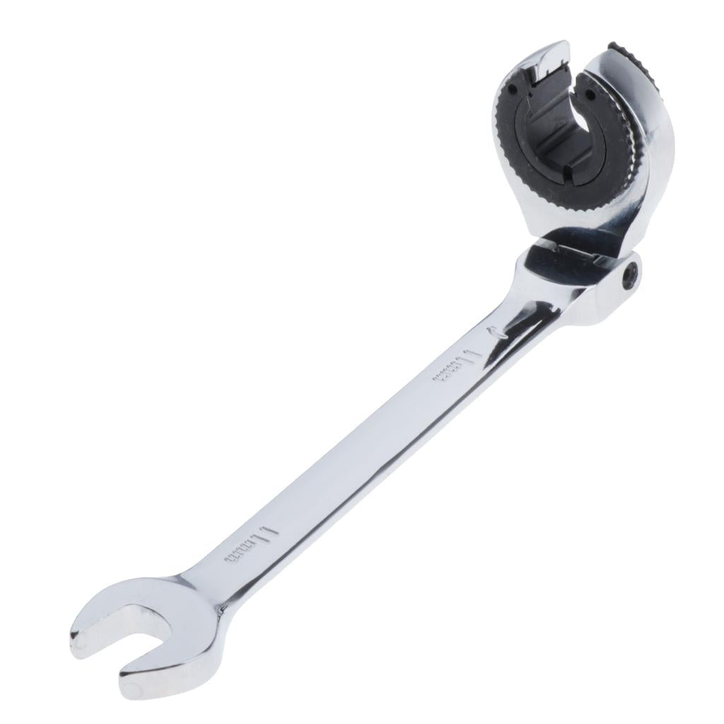 Tubing Ratchet Wrench Horn Flexible Head 72 Tooth Alloy Steel Repair Tool 11mm