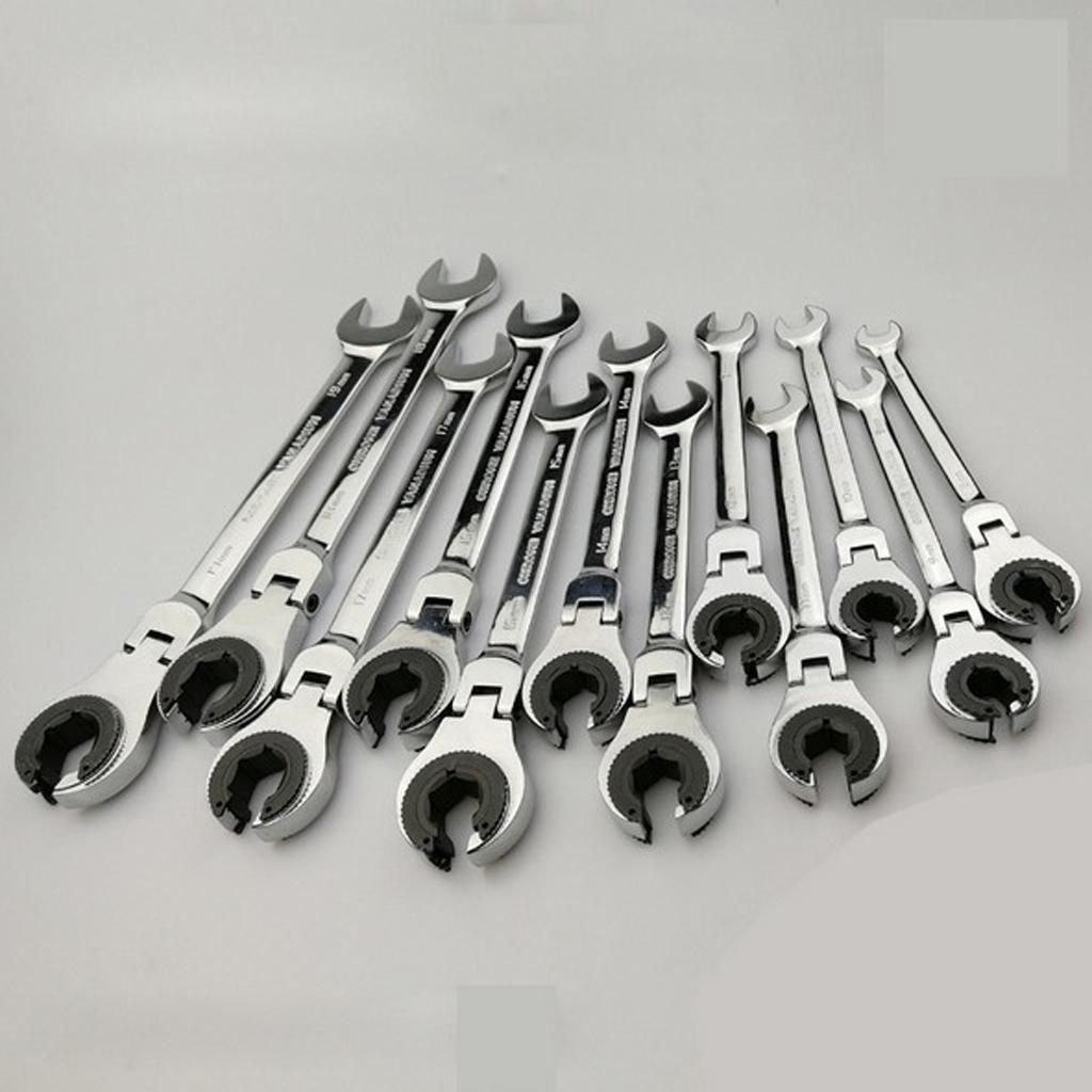 Tubing Ratchet Wrench Horn Flexible Head 72 Tooth Alloy Steel Repair Tool 12mm