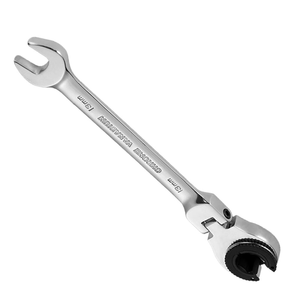 Tubing Ratchet Wrench Horn Flexible Head 72 Tooth Alloy Steel Repair Tool 13mm