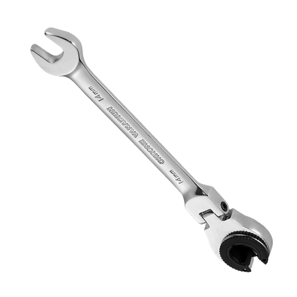 Tubing Ratchet Wrench Horn Flexible Head 72 Tooth Alloy Steel Repair Tool 14mm