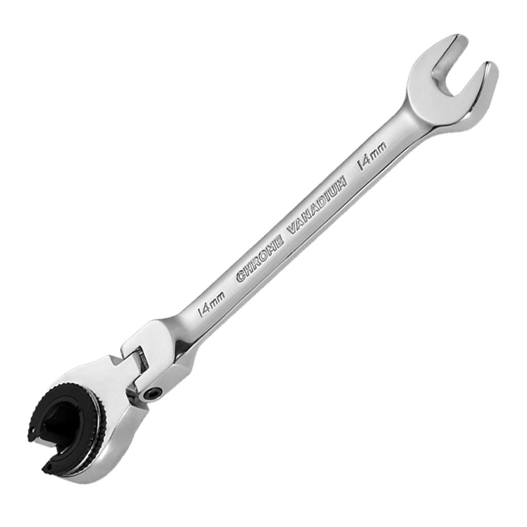 Tubing Ratchet Wrench Horn Flexible Head 72 Tooth Alloy Steel Repair Tool 14mm