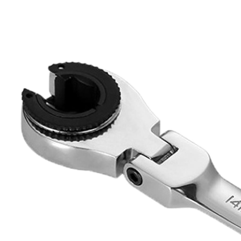 Tubing Ratchet Wrench Horn Flexible Head 72 Tooth Alloy Steel Repair Tool 14mm