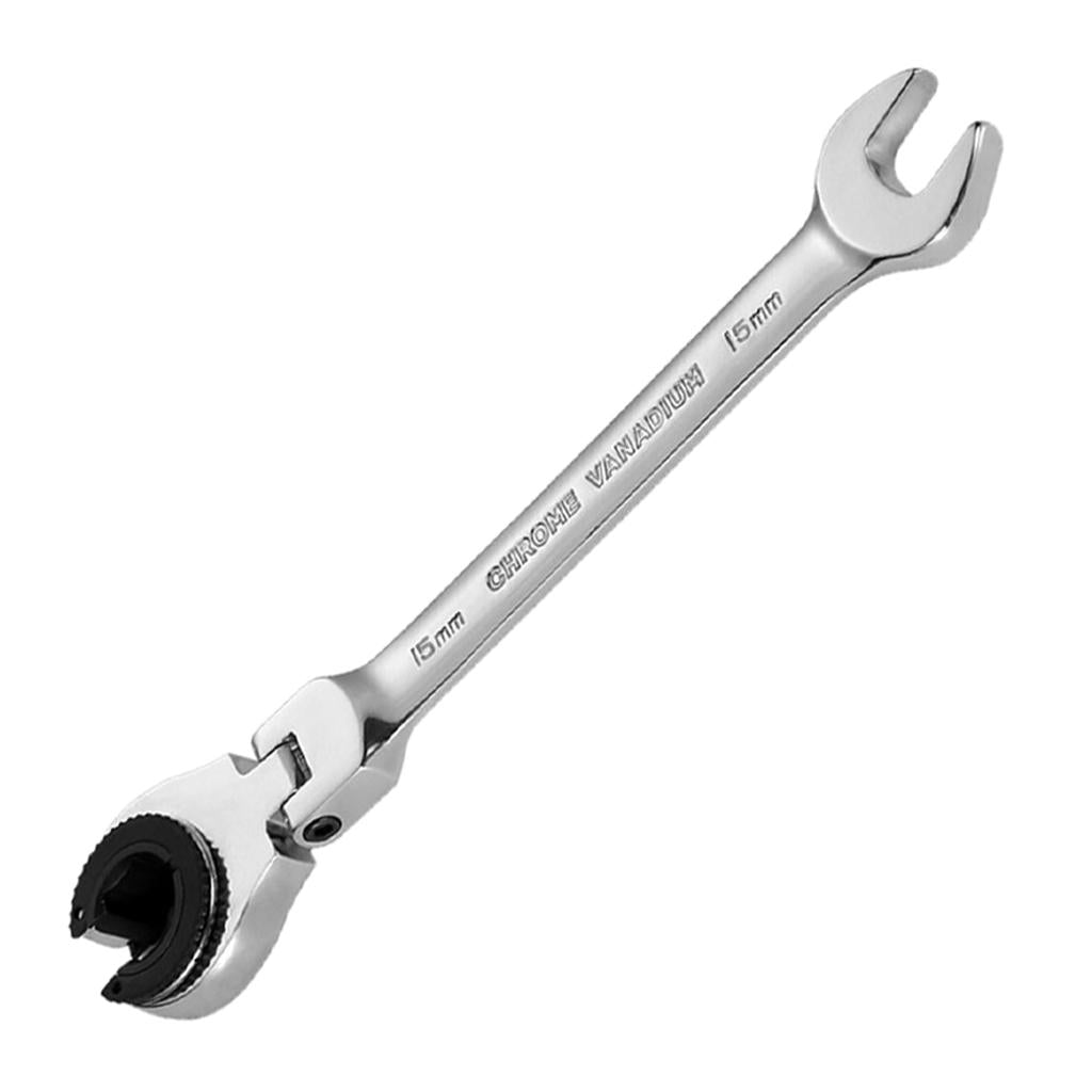 Tubing Ratchet Wrench Horn Flexible Head 72 Tooth Alloy Steel Repair Tool 15mm
