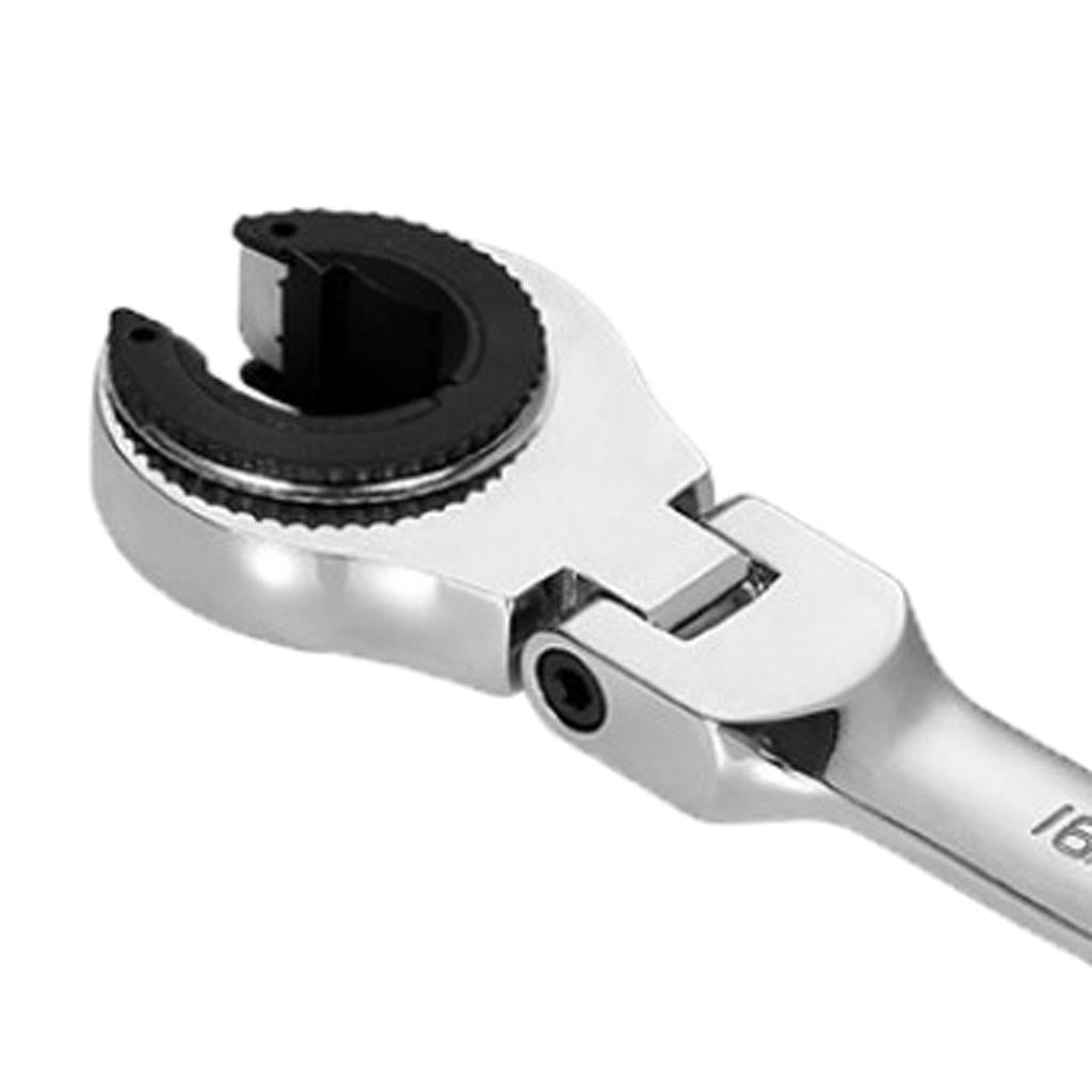 Tubing Ratchet Wrench Horn Flexible Head 72 Tooth Alloy Steel Repair Tool 16mm