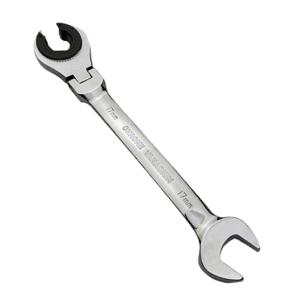 Tubing Ratchet Wrench Horn Flexible Head 72 Tooth Alloy Steel Repair Tool 17mm